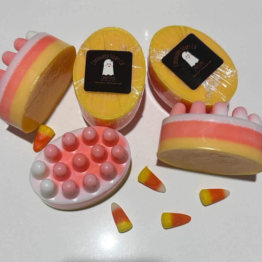 Candy corn massage bar handcrafted with Goat’s milk